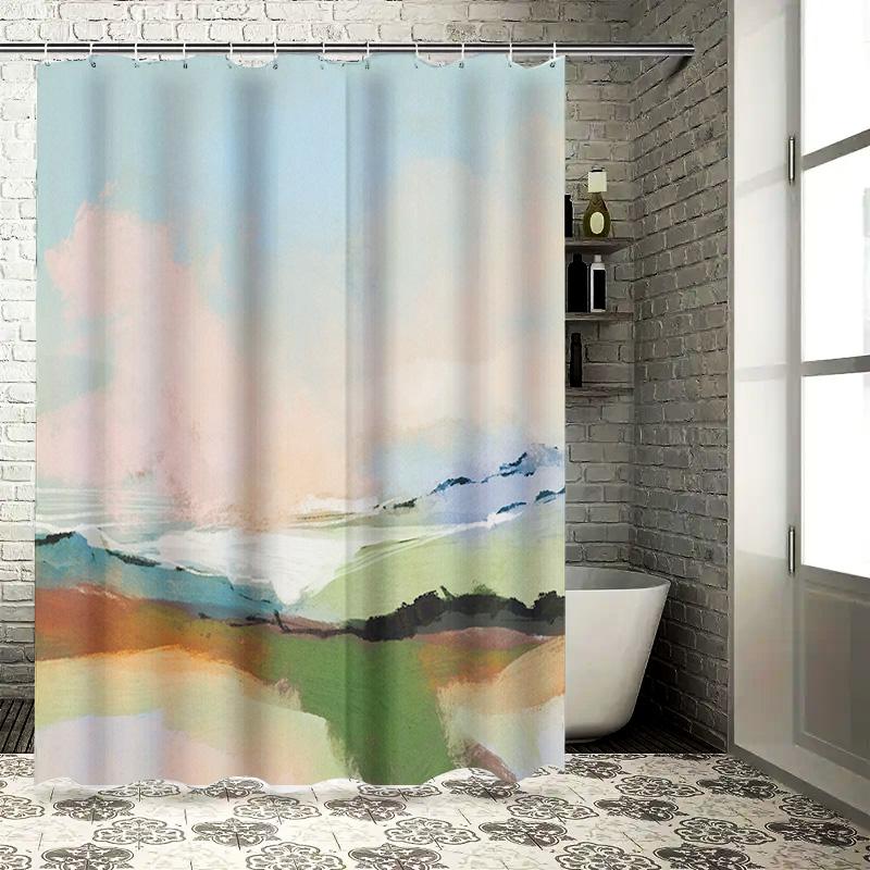 

Beach Watercolor Shower Curtain Set Pastel Colors For Bathroom Decor W60H190(CM)-1 Pcs