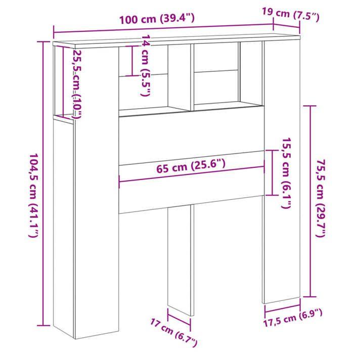VidaXL Armoire de tête de lit vieux bois 100x18,5x102,5 cm, tête de lit, armoire de chambre à coucher, tête de lit murale, 856876