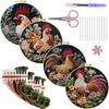 4 Pack Stamped Cross Stitch Kits with Cute Animal Patterns Embroidery Kit with Embroidery Hoop Needles Threads Instruction