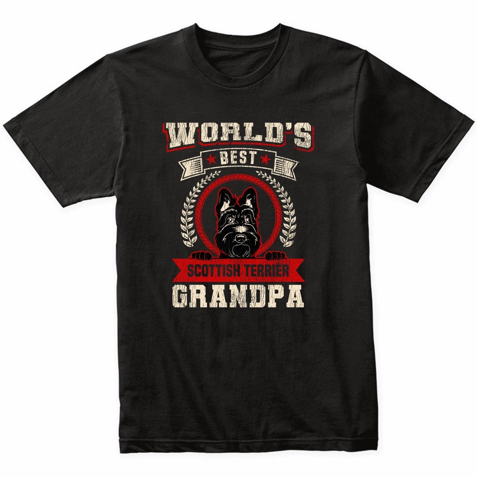 World s Best Scottish Terrier Grandpa Dog Breed T-Shirt - Scottie Shirt L