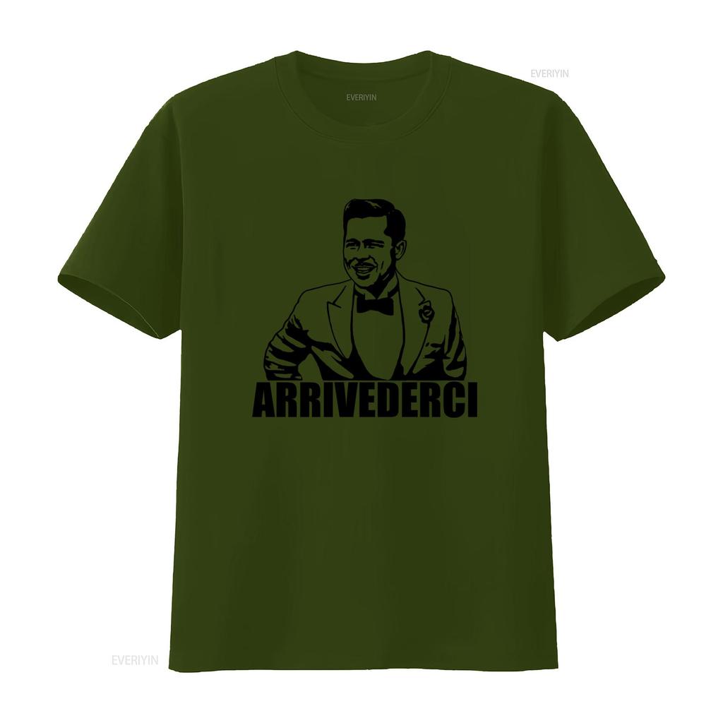 Stylish Arrivederci T Shirt for Men Classic Design with Elegant Suit Print vintage Washed fashion Casual Top For Everyday Wear