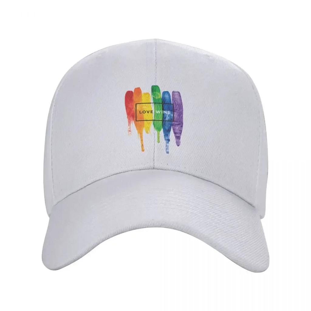 Custom Love Wins Rainbow LGBT Baseball Cap Outdoor Women Unisexs Adjustable Gay Pride Lesbian Dad Hat Summer Snapback Hats