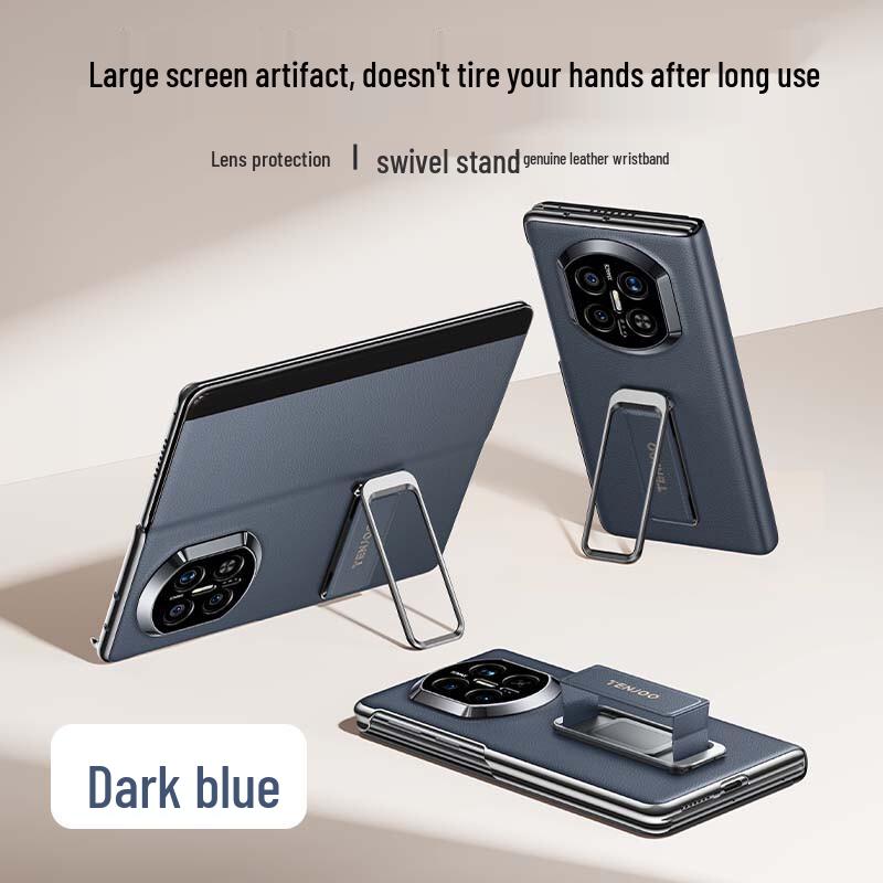 TIANJUE Huawei Mate X7 Genuine Leather Flip Case with Wrist Strap Stand