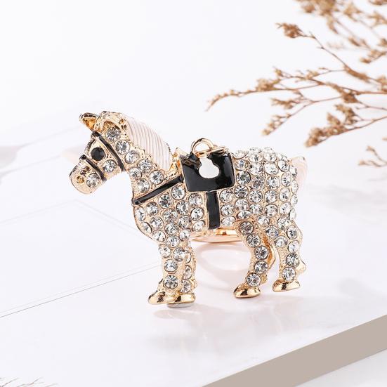 Rhinestone Horse Keychain Sparkling Animal Charm Key Chain Zinc Alloy Key Ring Pendant Handbags Wallet Accessories