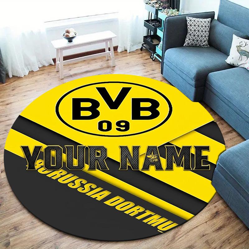 Bvb Fan Gear Custom Name Round Area Rug Carpet Rug For Living Room Bedroom Sofa Playroom Decor Nonslip Floor Mat
