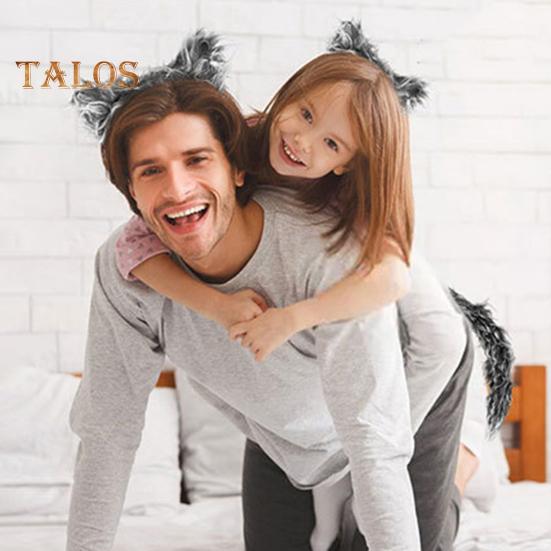 Wolf Ear Tail Set Realistic Design Plush Headband Gloves Tail Set Halloween Parties Role-Playing Accessories