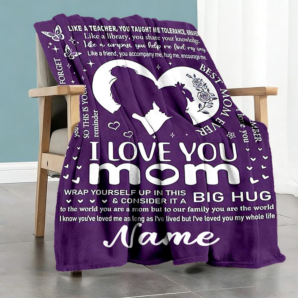 Mom99 Personalized Name Blanket Throw Customizable Blanket Durable Comfort Suitable for Sofa Livingroom Couch Office Chair All-Season Use