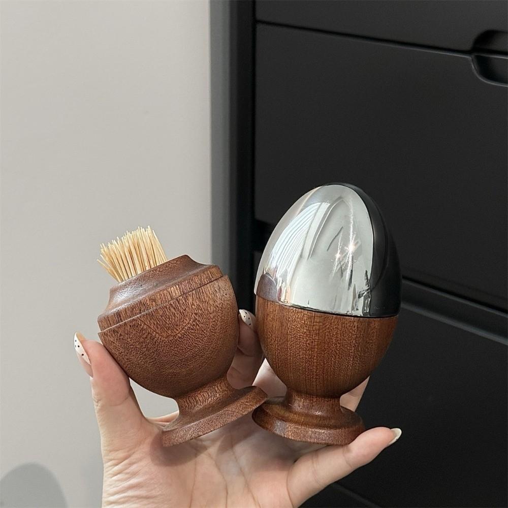 Retro Ebony Wood Toothpick Holder Simple Cotton Swab Storage Jar Hotel