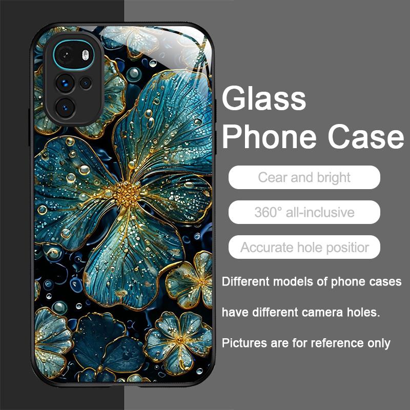 

Beautiful Sunflower Pattern Tempered Glass Phone Case for Motorola Moto G85 G84 G75 G55 G35 Edge 50 Fusion 40 Neo 30 Pro Covers Motorola Edge 50 Neo