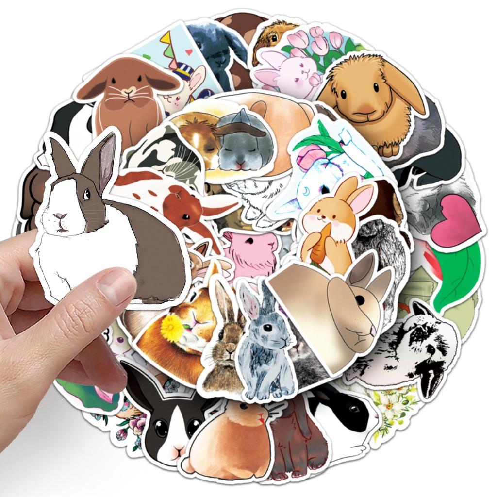 50 Cute Rabbit Cartoon Stickers for Laptops, Refrigerators, Water Cups, and Phones