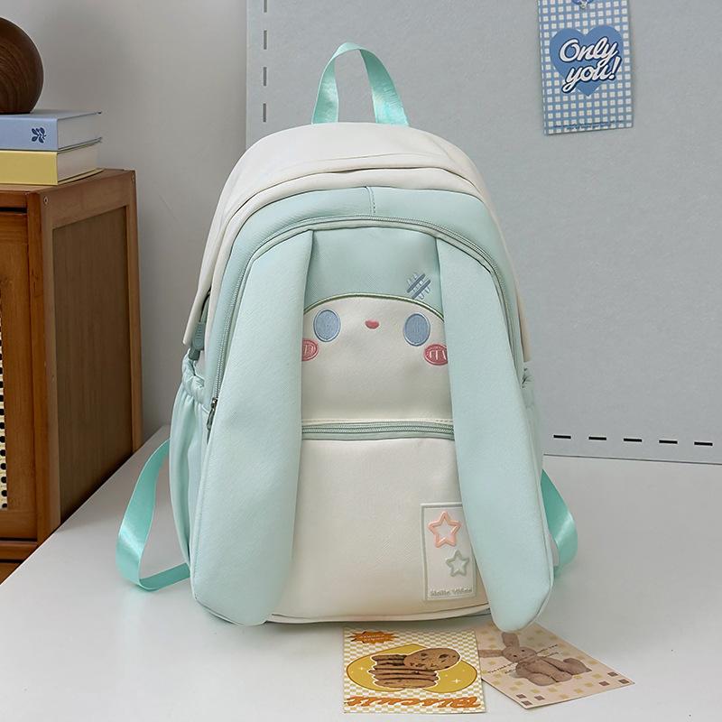 Big-eared Rabbit Simple Fresh Sweet Backpack Student School Shoulder Bag Kids Cute Travel Backpack for Children Birthday Gift