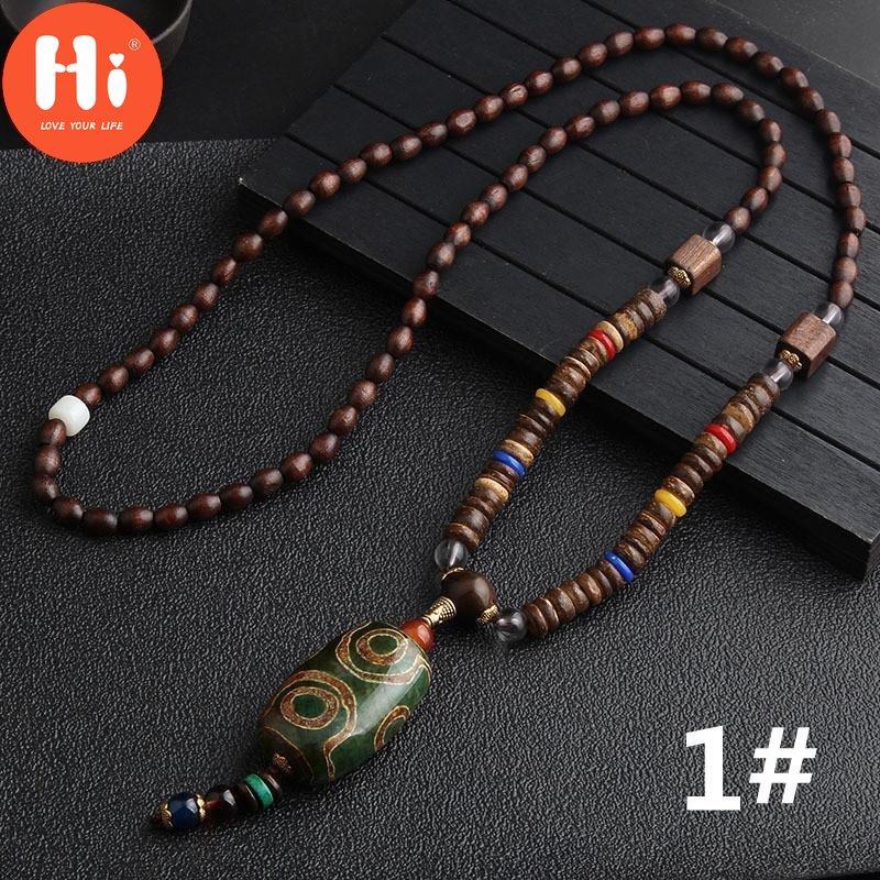 Hi Vintage Charming 12 Styles Mala Tibet Buddhist Long Mantra Wood Beads Sweater Chain Pendant Necklace