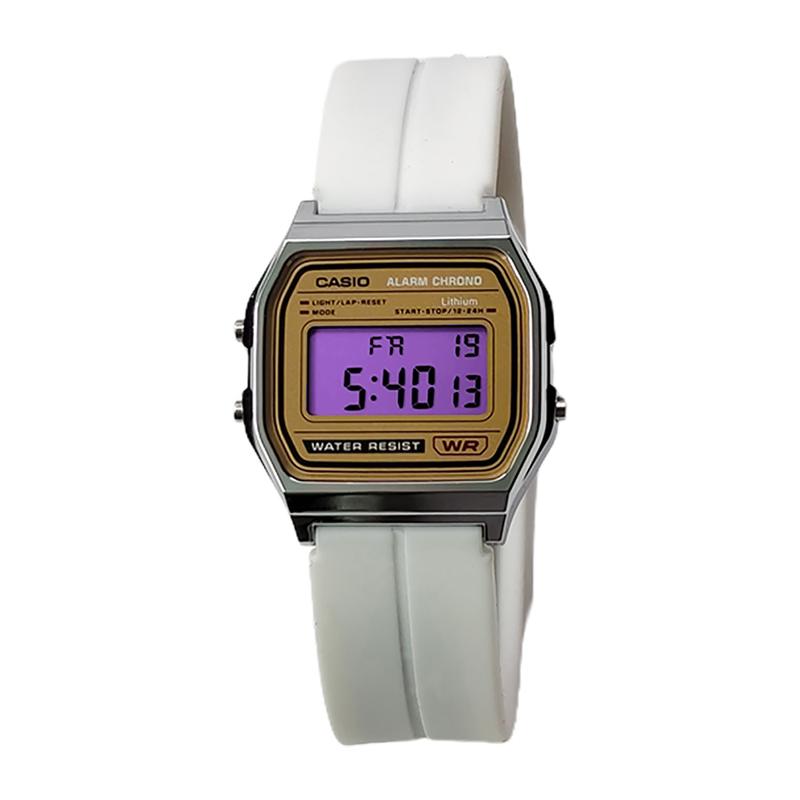 CASIO Customized watch modified series green mirror blue resin case classic retro small square watch F-91WM-2A modified-Lin BaiSeBiaoDaiZiSeBiaoJing