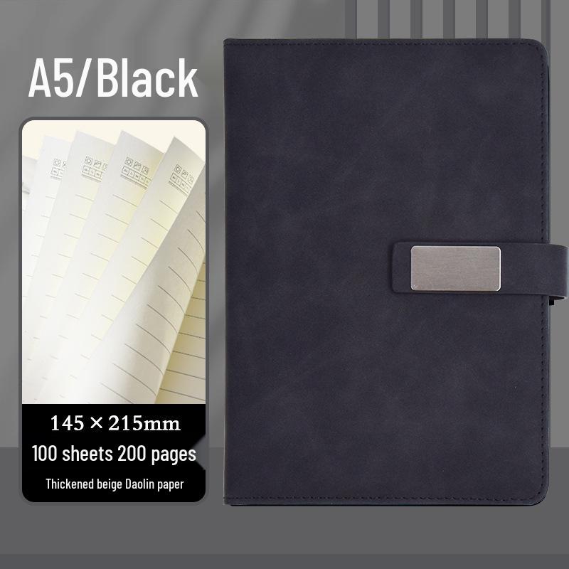 High-End Soft Leather Business Notebook with Magnetic Buckle and Custom Logo - Ideal Gift Set