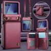 Samsung Galaxy ZFlip7/6/5 Leder Handyhülle mit Umhängeband und Kartenhalter