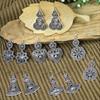Vintage Ethnic Bohemian Ancient Copper Color Earrings For Women Geometric Hollow Bell Heart Retro Tribal Drop Zircon Earrings