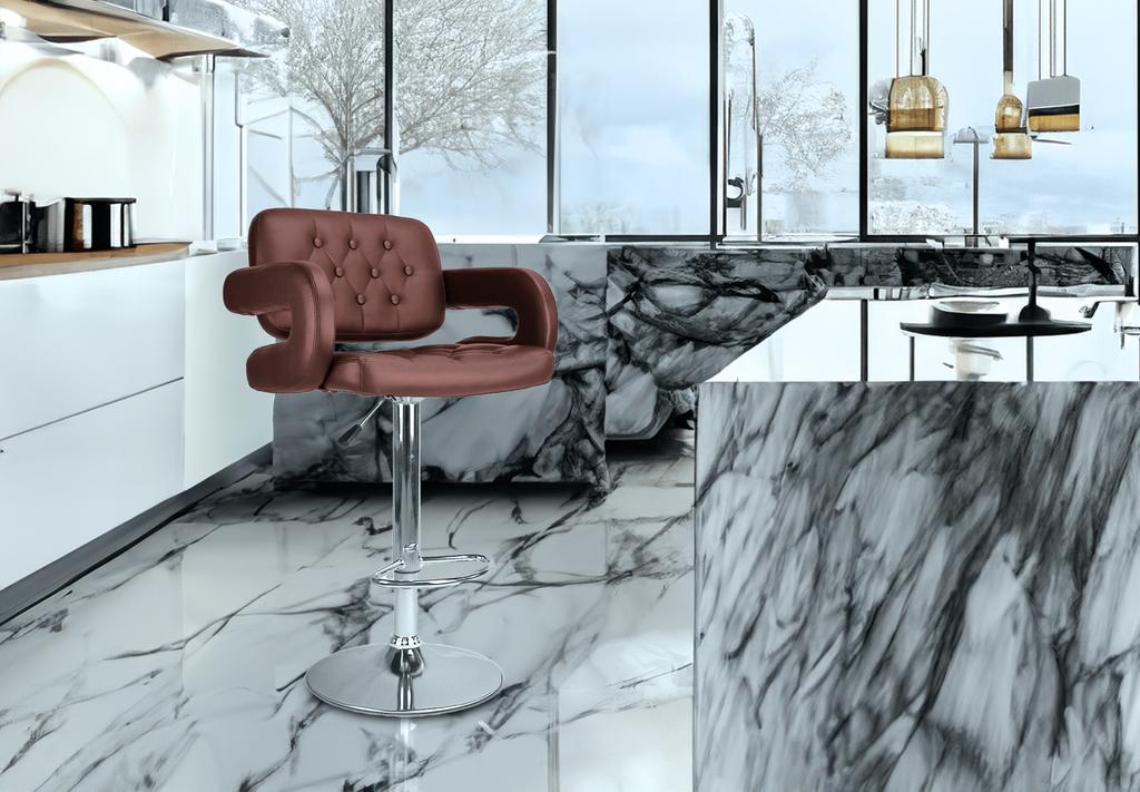 JUST SIT VINCI Brown - Bar stool with backrest and armrests