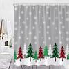 Vánoční sprchový závěs sada červených koupelnových závěsů s buvolí kostkou, vánoční stromeček, sněhová vločka, sníh, novoroční dekorace, látka, háčky na látky