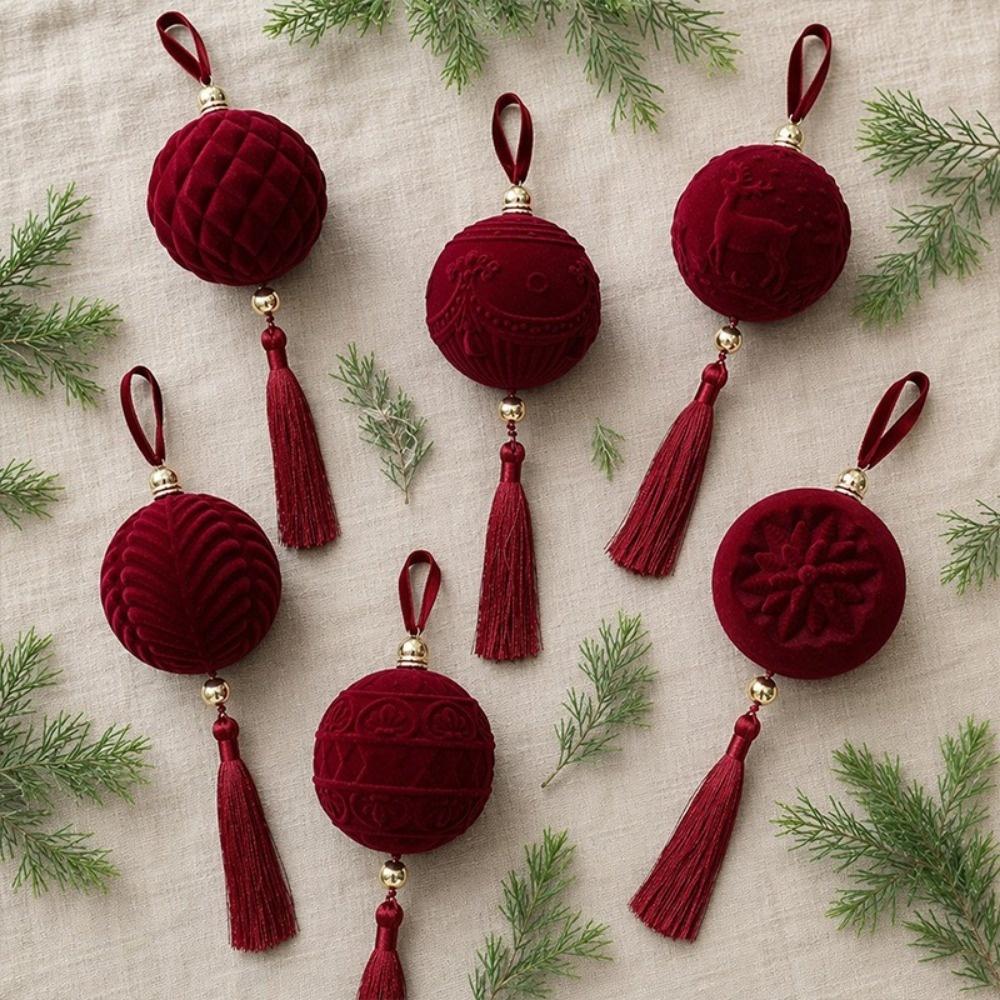 DIY Christmas Lantern Decoration Velvet Xmas Ball Ornament Hanging Ornaments Party Decoration