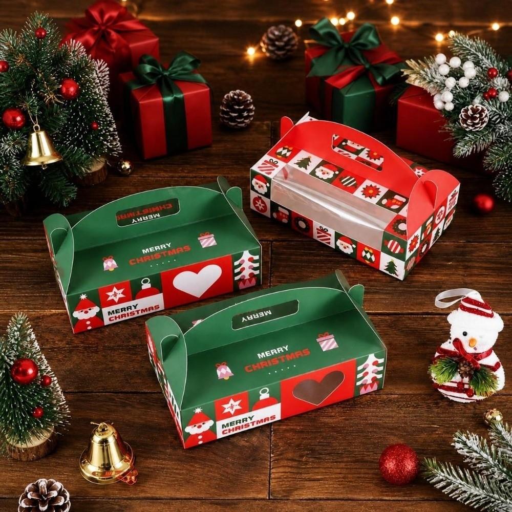 5pcs Portable Handle Christmas Gift Box Christmas Gift Wrapping Box  For Christmas Parties Gift