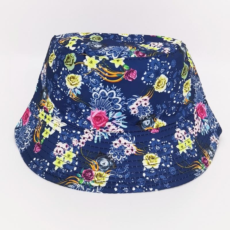 Bucket hat female European and American plants flower print pot hat summer student outdoor sunshade sun protection hat male trendy hat