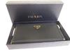 Authentische PRADA Schwarzes Nylon Leder Gold H/W Runder Reißverschluss Lange Geldbörse #a570 Generalüberholt