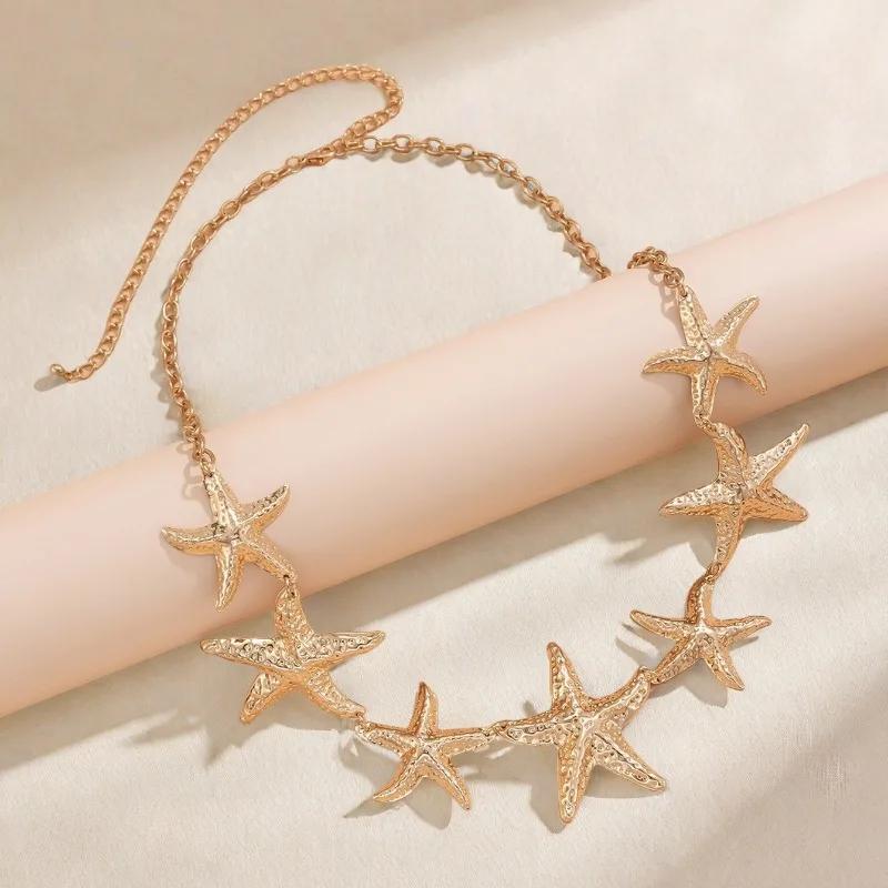 Gold Silver Color Starfish Chain Waist Chain for Woman Girl Fashion Summer Beach Party Jewelry Accessories Mother's Day Gift