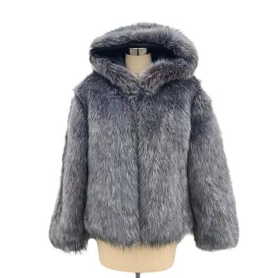 Winter Women's High-quality Imitation Raccoon Fur Jacket, Luxury Loose Hooded Thickened Warm Plus Size Coat