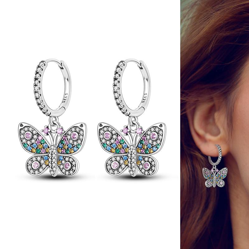 Heißer Verkauf 925 Sterlingsilber Kupfer Herz Ohrringe Passen Original Charms Creolen Für Frauen Mädchen Stecker Ohrring Feine Zirkonia Geschenke