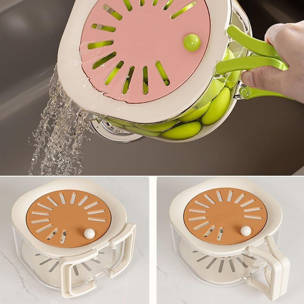 Multifunctional Fruit Washing Bowl With Lid and Handle Kitchen Storage Basin Fruit And Vegetable