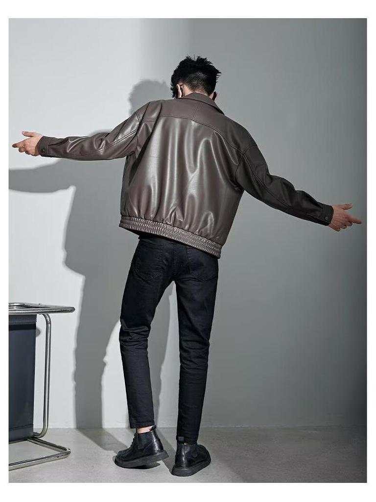 2025 Men's Trendy Loose Casual Motorcycle Leather Jacket - Cool Scruffy Autumn/Winter Coat