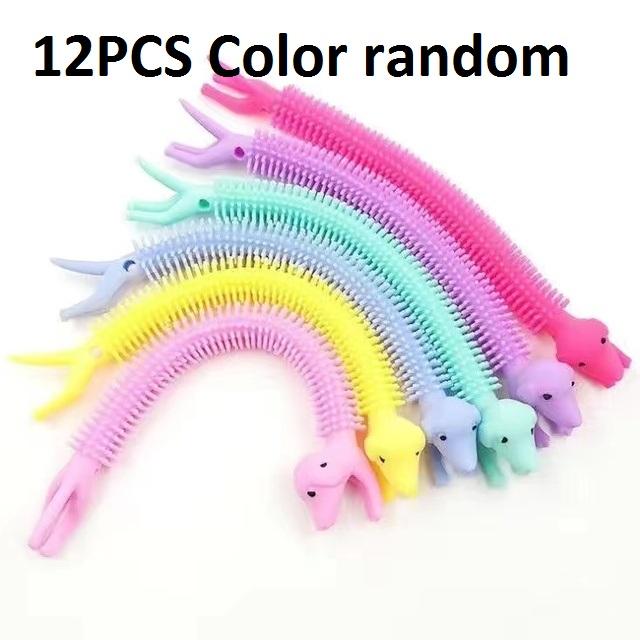 30-3PCS Funny Unicorn Pull Worm Noodle Fidget Toys Stretch String TPR Rope Anti Stress Toys String Stress Relief Autism Vent Toy