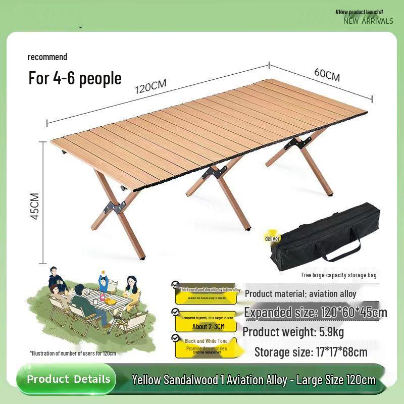 Portable Outdoor Folding Egg Roll Camping Table and Chair Set for Picnic and Barbecue