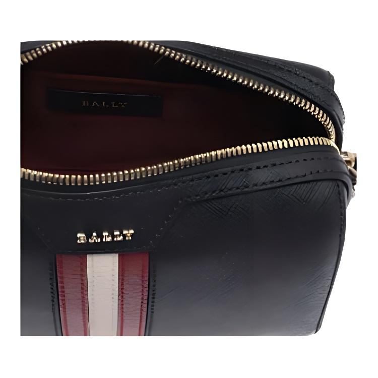 Bally Color Block Striped Letter Logo Detachable Chain Leather Mini Handheld Crossbody Shoulder Bag Women Bags Black 6238350