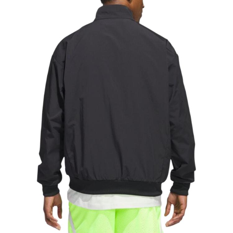 Adidas Stand Collar Half-Zip Solid Color Long Sleeve Jacket Men Jackets Black Lemon IW8264