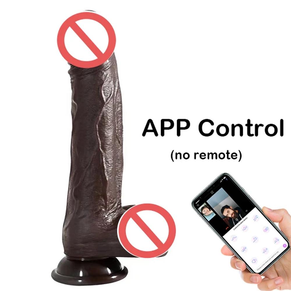 Telescopic Heated Vibrator Vaginal Anal Masturbation Female Male Sex Machine Realistic Rotating Penis Vagina Stimulator Sex Toys