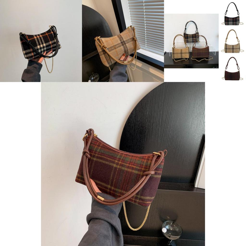 Stylish Vintage Tote Bag For Women Featuring Chic Color Block Checkered Design