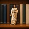 Quiet Corner Meditation Decor Jesus Reading Book Resin Figurine, Small Religious Statue for Bookshelf Mantel Prayer Inspirational Study Room