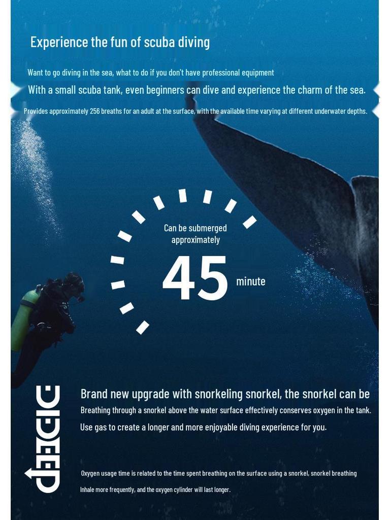 DIDEEP X5000Plus 2L Scuba Snorkeling Gear Oxygen Tank