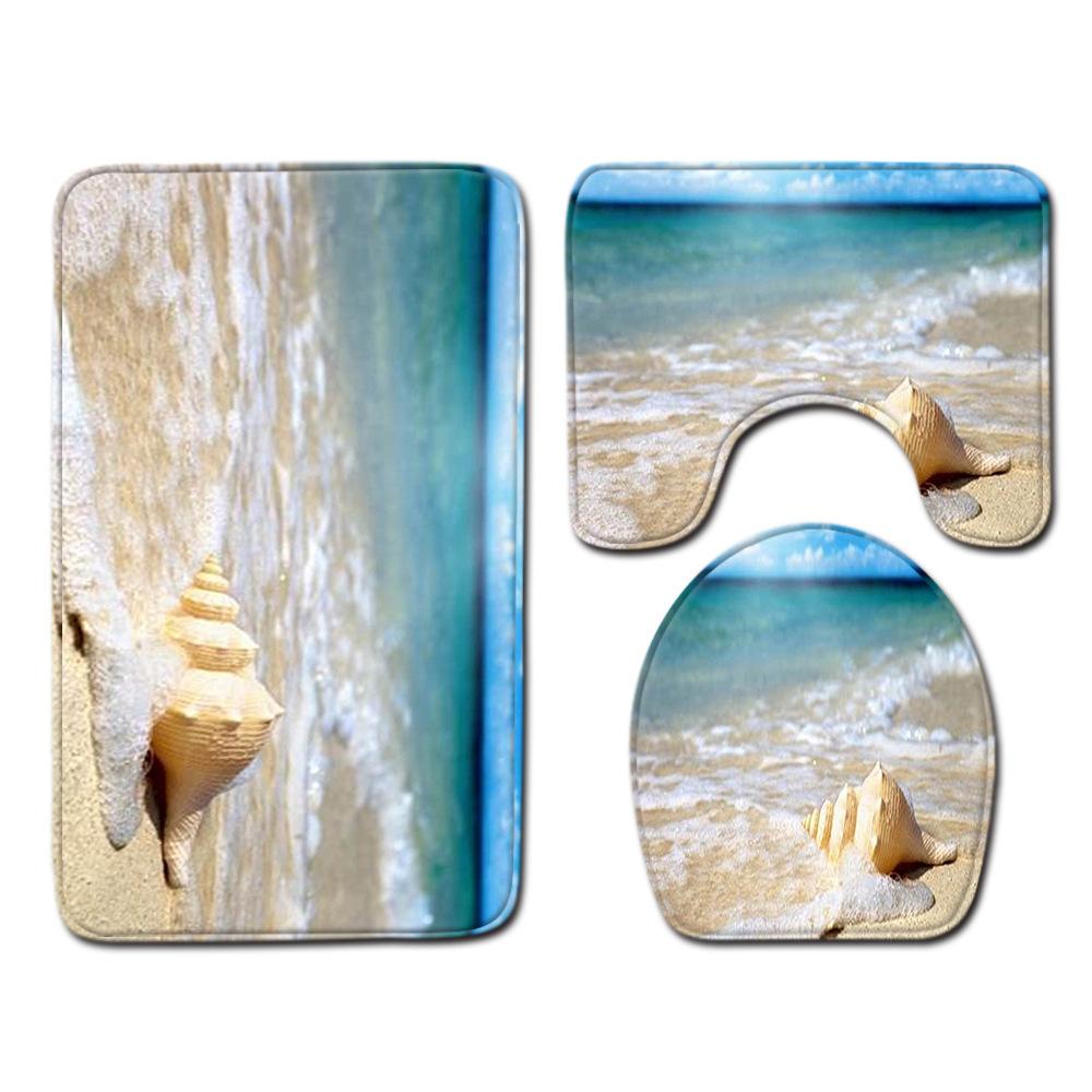 Shell Bathroom Floor Mat Toilet Three-Piece Set