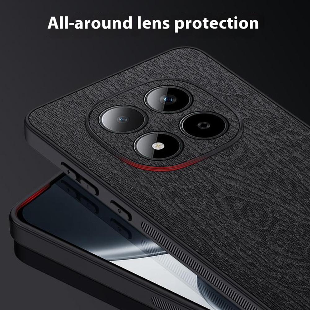 For Xiaomi Redmi Note 15 Pro+ 5G Case Wood Texture PU Leather Coated PC TPU Phone Cover
