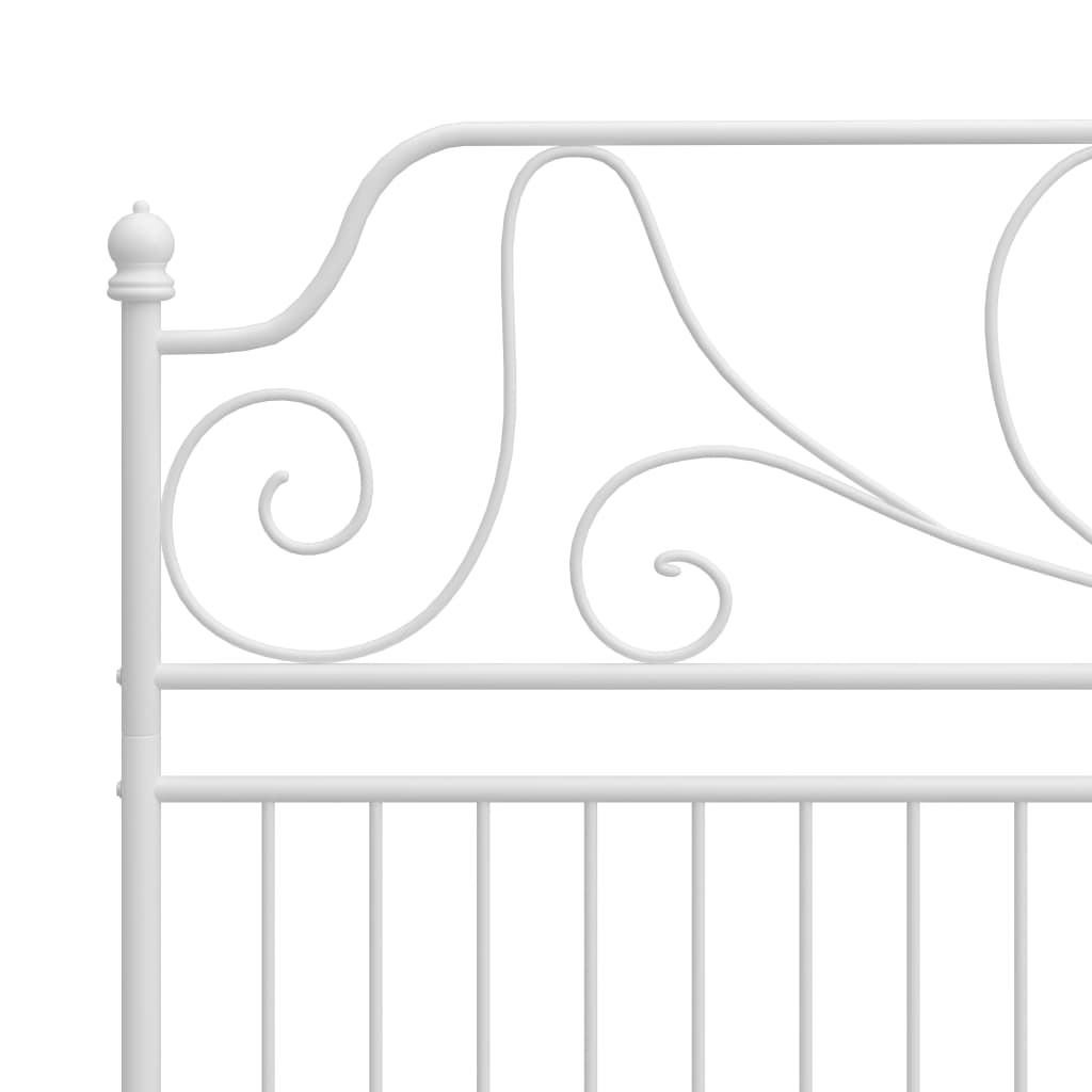 Vidaxl Bed Frame, White, Metal, 180 X 200 Cm