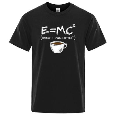 Energie=Melk+Koffie Bedrukking Heren T-shirt Casual Ademend T-shirts Grappig Katoen Losse Tees Shirts Street Oversized T-shirts Man