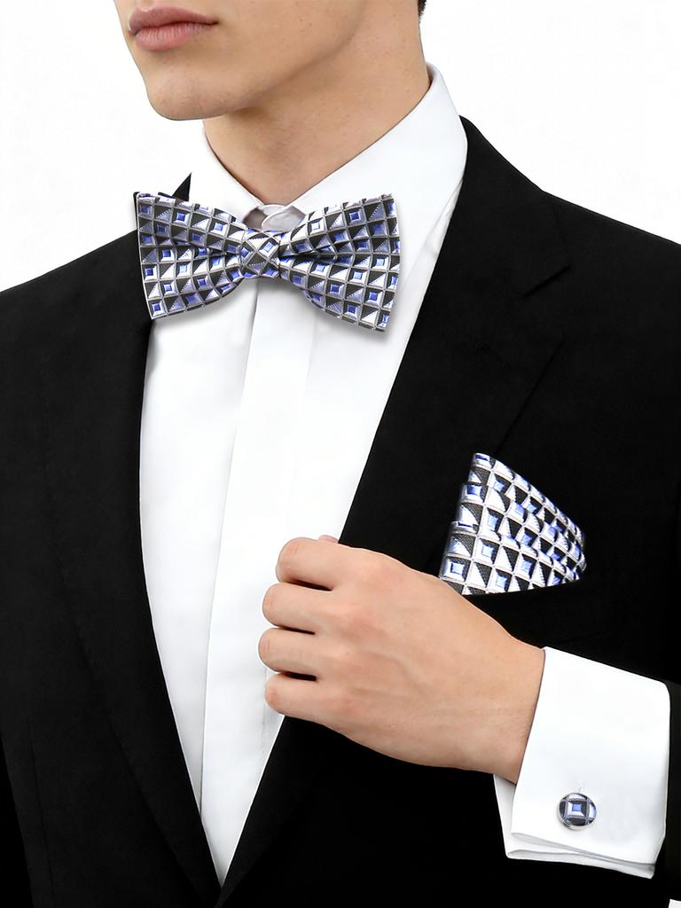 55 Styles Men Bow Tie Sets 3 Pcs Luxury Classic Stripe Pocket Square Cufflinks Paisley Floral Polka Dot Wedding Business