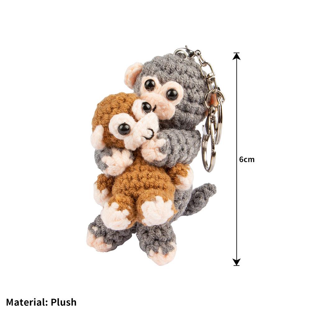 Ganchillo Punch El Mono Llavero Peluche Crochet Doble Mono Llavero Cartera Mochila Llavero Colgante Regalo Infantil