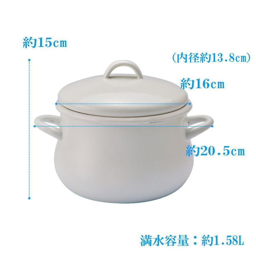 Toyoho Pure Enamel Pot, White, 16cm, PU-2304