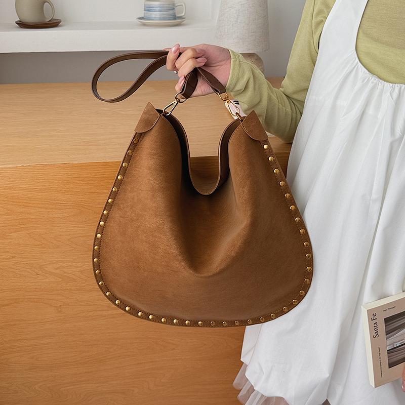Persality Horseshoe Shape PU Solid Hasp Women's Shoulder Bags  Exquisite Rivets Large Capacity Versatile Crossbody Bag