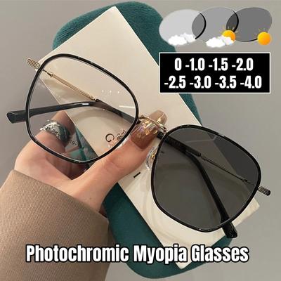 Mode Photochrome Myopie Brille Männer Frauen Blau Licht Blockieren Brille UV Shades Sonnenbrille Dioptrien Brillen -1,0 -1,5 -2,5