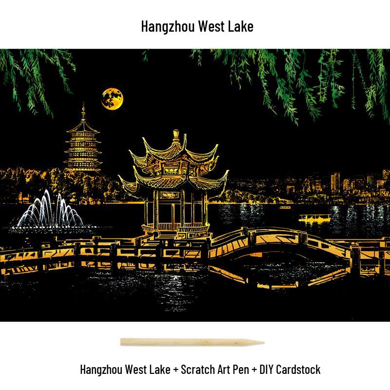 City Night View Scratch Art – DIY Kreatives Handgemachtes Malen Geschenk für Beste Freundin