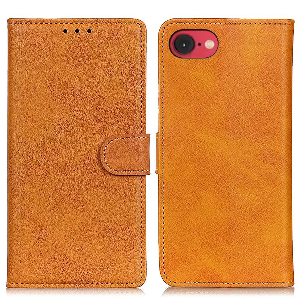 For iPhone 16e Stand Wallet Case Cowhide Texture Leather Phone Cover C
